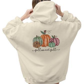 Vintage Autumn Fall Sweet Fall Pumpkin Aesthetic Words Graphic Back Print Hoodie Gift For Teen Girls - Seseable