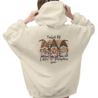 Vintage Autumn Fueled By Coffee _ Pumpkin Spice Aesthetic Words Graphic Back Print Hoodie Gift For Teen Girls - Seseable