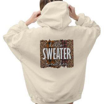 Vintage Autumn Hello Sweater Weather Aesthetic Words Graphic Back Print Hoodie Gift For Teen Girls - Seseable