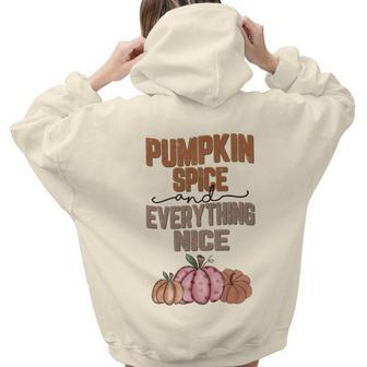 Vintage Autumn Pumpkin Spice And Everything Nice Aesthetic Words Graphic Back Print Hoodie Gift For Teen Girls - Seseable