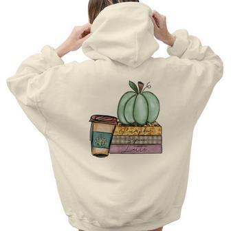 Vintage Autumn Pumpkin Spice Latte Aesthetic Words Graphic Back Print Hoodie Gift For Teen Girls - Seseable