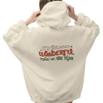 Vintage Christmas Most Wonderful Time Of The Year Aesthetic Words Graphic Back Print Hoodie Gift For Teen Girls - Seseable