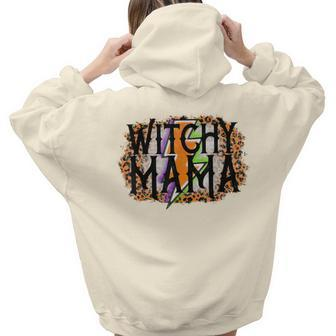 Witchy Mama Halloween Fall Autumn October Leopard Print  Aesthetic Words Graphic Back Print Hoodie Gift For Teen Girls