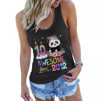 10 Years Old Awesome Since 2012 10Th Birthday Panda Unicorn Women Flowy Tank - Monsterry