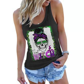 100% That Witch Halloween Costume Messy Bun Skull Witch Girl Women Flowy Tank - Seseable