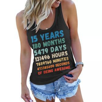 15Th Birthday 15 Years Of Being Awesome Wedding Anniversary Women Flowy Tank - Seseable