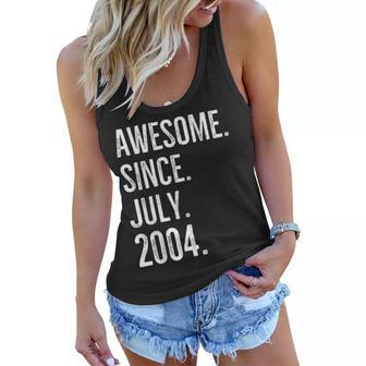18 Years Old Funny Awesome Since July 2004 18Th Birthday Women Flowy Tank - Thegiftio UK