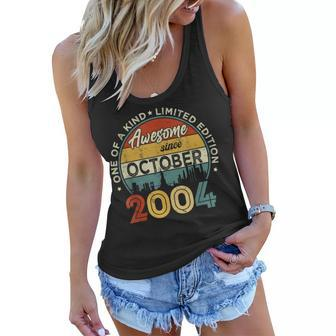18 Years Old Gifts Awesome Since October 2004 18Th Birthday Women Flowy Tank - Thegiftio UK