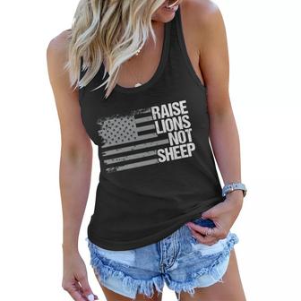 Raise Lions Not Sheep American Patriot Patriotic Lion Tshirt Graphic Design Printed Casual Daily Basic Women Flowy Tank