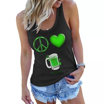 Peace Love Beer - Happiness Irish St Patricks Day T-Shirt Graphic Design Printed Casual Daily Basic Women Flowy Tank