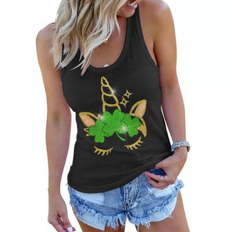 Unicorn Face St Patricks Day Graphic Design Printed Casual Daily Basic Women Flowy Tank