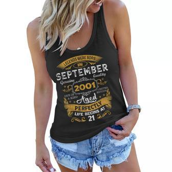 21 Years Old Gift Legends Born In September 2001 21St B-Day Women Flowy Tank - Thegiftio UK