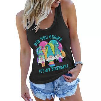 3 Birthday Gnomes Did You Gnome Its My Birthday Balloons Women Flowy Tank - Monsterry