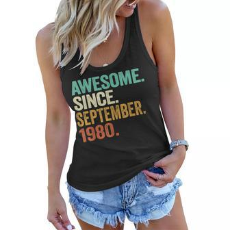 42 Years Old Gift Awesome Since September 1980 42Nd Birthday Women Flowy Tank - Thegiftio UK