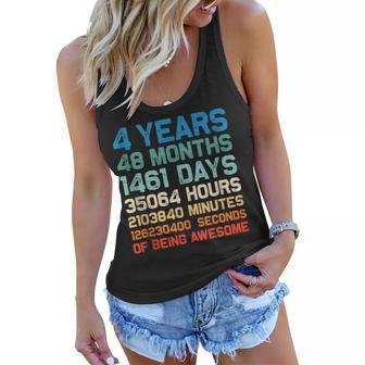 4Th Birthday 4 Years Of Being Awesome Wedding Anniversary V2 Women Flowy Tank - Seseable