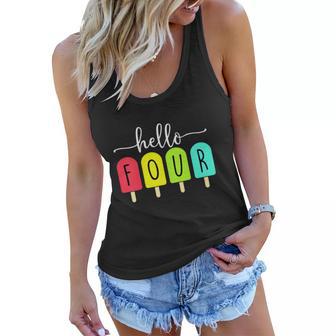 4Th Birthday Boy Funny Summer Ice Cream Lovers Women Flowy Tank - Monsterry