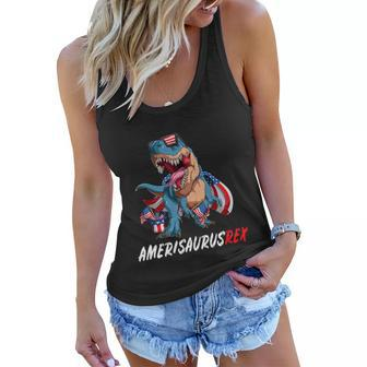 4Th July Tfunny Giftrex America Dinosaur Independence Day Patriot Usa Gift Women Flowy Tank - Monsterry UK