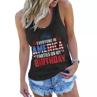 4Th Of July Birthday Funny Bday Born On 4Th Of July Women Flowy Tank - Seseable