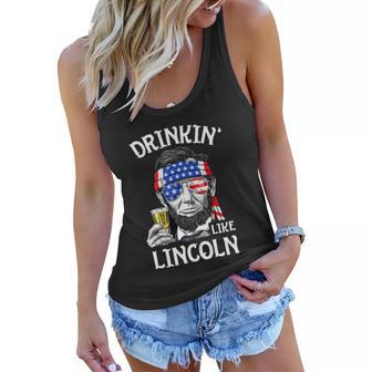 4Th Of July Drinking Like Lincoln Abraham Women Flowy Tank - Monsterry