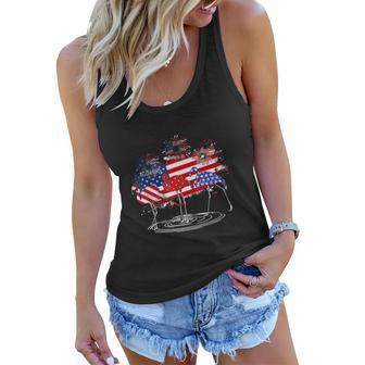 4Th Of July Funny American Flag Flamingo Party Women Flowy Tank - Monsterry