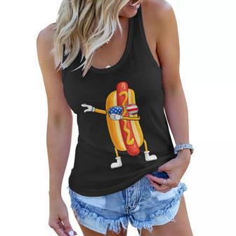 4Th Of July Funny Dabbing Hotdog Women Flowy Tank - Monsterry DE