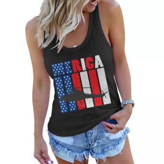 4Th Of July Helicopter American Flag Proud American Women Flowy Tank - Thegiftio UK