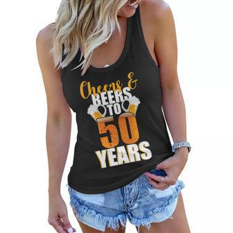50Th Birthday Cheers & Beers To 50 Years Women Flowy Tank - Monsterry
