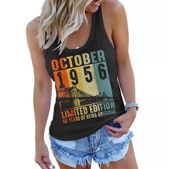 66 Years Old Gifts Vintage October 1956 66Th Birthday Women Flowy Tank - Thegiftio