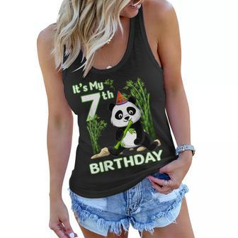 7Th Birthday Gifts 7 Years Old Party Animal Panda Lover Women Flowy Tank - Thegiftio UK