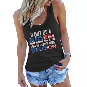 9 Out Of 4 Biden Voters Regret Their Decision Usa Flag Funny Graphic Design Printed Casual Daily Basic Women Flowy Tank - Thegiftio UK