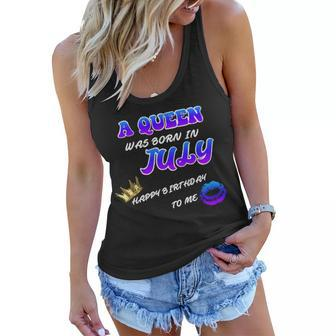 A Queen Was Born In July Happy Birthday To Me Graphic Design Printed Casual Daily Basic Women Flowy Tank - Thegiftio UK