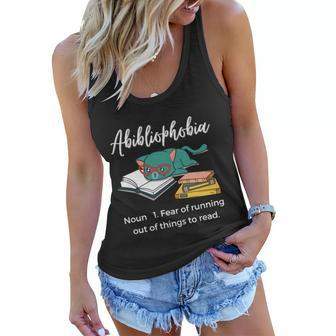 Abibliophobia Book Lover Cat Reading Funny Gift Women Flowy Tank - Monsterry AU