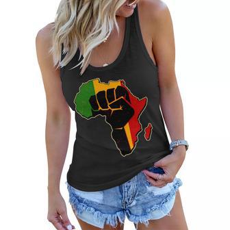 African Black Power Fist Tshirt Women Flowy Tank - Monsterry