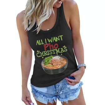 All I Want Pho Christmas Vietnamese Cuisine Bowl Noodles Graphic Design Printed Casual Daily Basic Women Flowy Tank - Thegiftio UK
