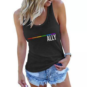Ally Lgbt Support Rainbow Thin Line V2 Women Flowy Tank - Monsterry