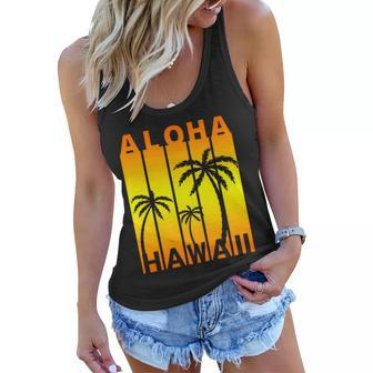 Aloha Hawaii Sunset Palm Trees Women Flowy Tank - Thegiftio UK