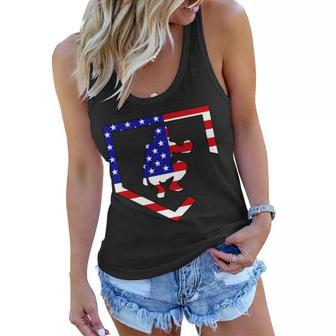American Baseball Catcher Flag Tshirt Women Flowy Tank - Monsterry CA