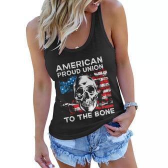 American Proud Union To The Bone Labor Day Union Worker Great Gift Graphic Design Printed Casual Daily Basic Women Flowy Tank - Thegiftio UK