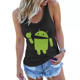 Android Eats Apple Funny Nerd Computer Tshirt Women Flowy Tank - Monsterry DE