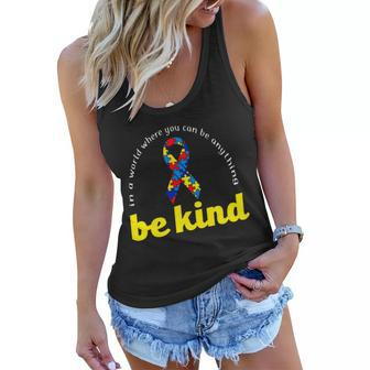Autism Awareness Be Anything Be Kind Tshirt Women Flowy Tank - Monsterry