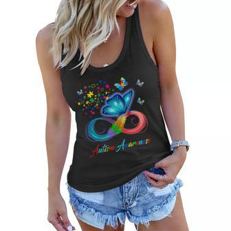 Autism Awareness Colorful Butterfly Women Flowy Tank - Monsterry