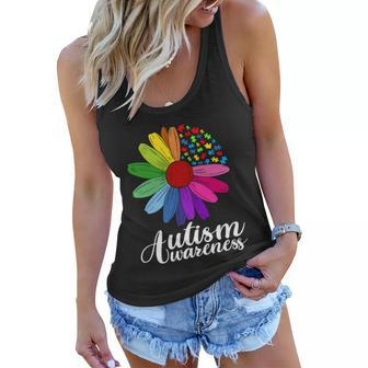 Autism Awareness Flower Autism Awareness Flower Autism Flower Puzzle Tshirt Women Flowy Tank - Monsterry CA