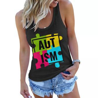 Autism Awareness Puzzle Pieces Tshirt Women Flowy Tank - Monsterry