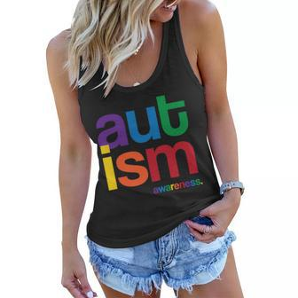 Autism Awareness Rainbow Letters Tshirt Women Flowy Tank - Monsterry