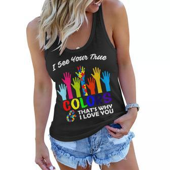 Autism Hand Of Puzzles See Your True Colors Graphic Design Printed Casual Daily Basic Women Flowy Tank - Thegiftio UK