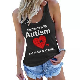 Autism Has A Piece Of My Heart Tshirt Women Flowy Tank - Monsterry CA