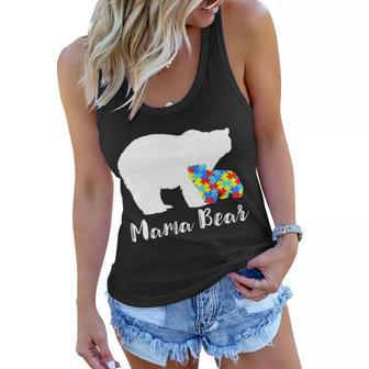 Autism Mama Bear Tshirt Women Flowy Tank - Monsterry
