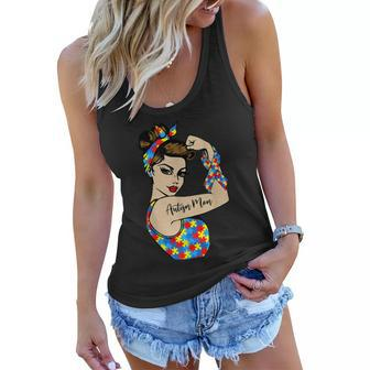 Autism Mom Unbreakable Rosie The Riveter Strong Woman Power V2 Women Flowy Tank - Thegiftio UK