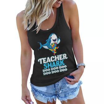 Autism Teacher Shark Women Flowy Tank - Monsterry