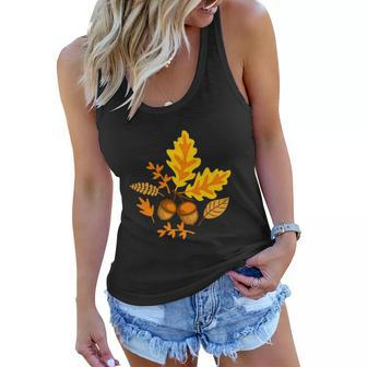 Autumn Leaves And Acorns Fall For Thanksgiving Cute Graphic Design Printed Casual Daily Basic Women Flowy Tank - Thegiftio UK